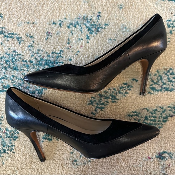 Cole Haan Valerie Pump Black Leather Suede Heels - Picture 5 of 10